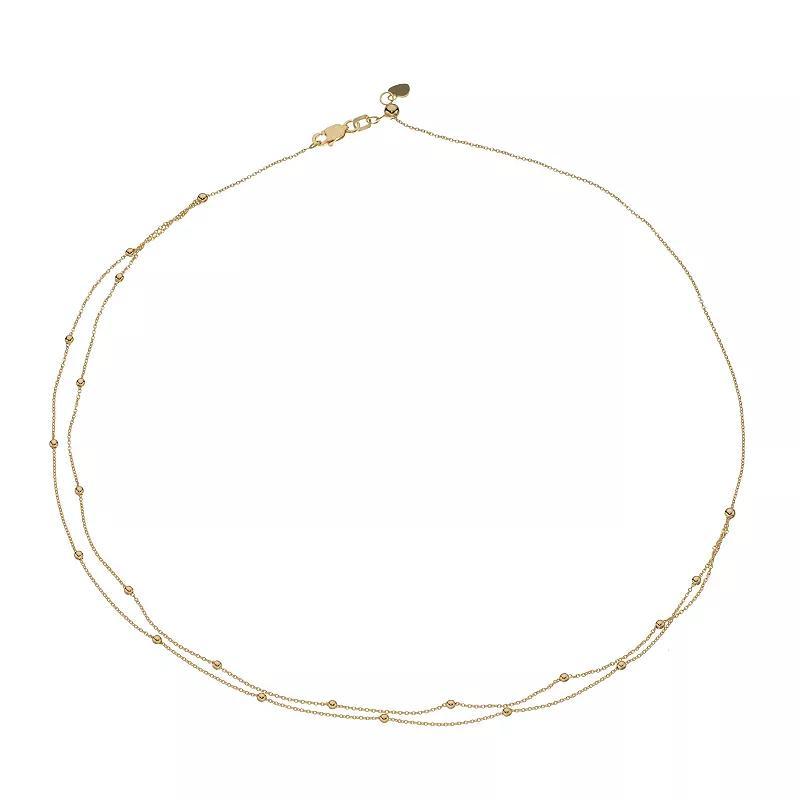 14k Gold Double Strand Bead Necklace, Womens Product Image