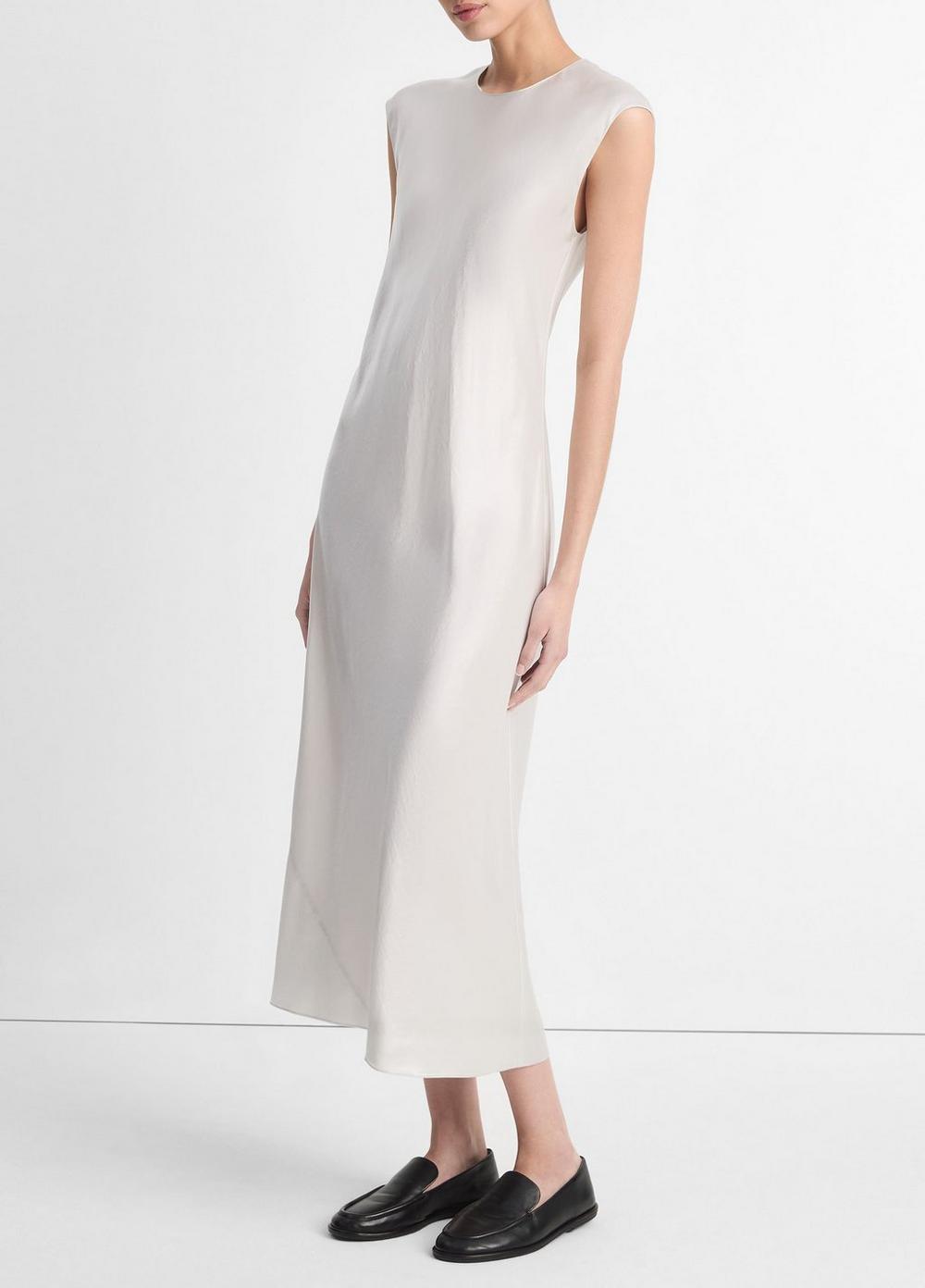 Satin Bias Cap-Sleeve Dress Product Image