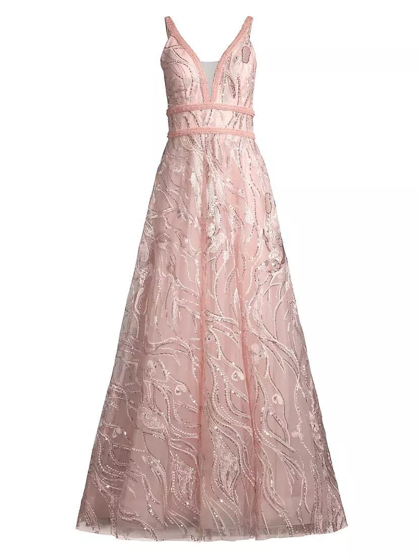 Beaded Embroidered Gown Product Image