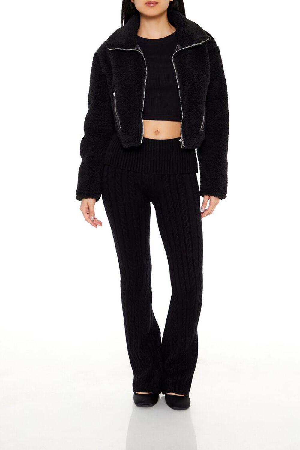 Faux Shearling Cropped Moto Jacket | Forever 21 Product Image