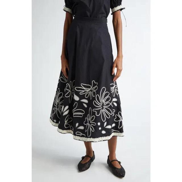 Layla Floral Cotton Maxi Skirt In Black Product Image