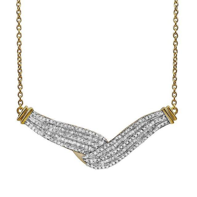 Sterling Silver 1 Carat T.W. Diamond Twist Chevron Necklace, Womens Gold Tone Product Image