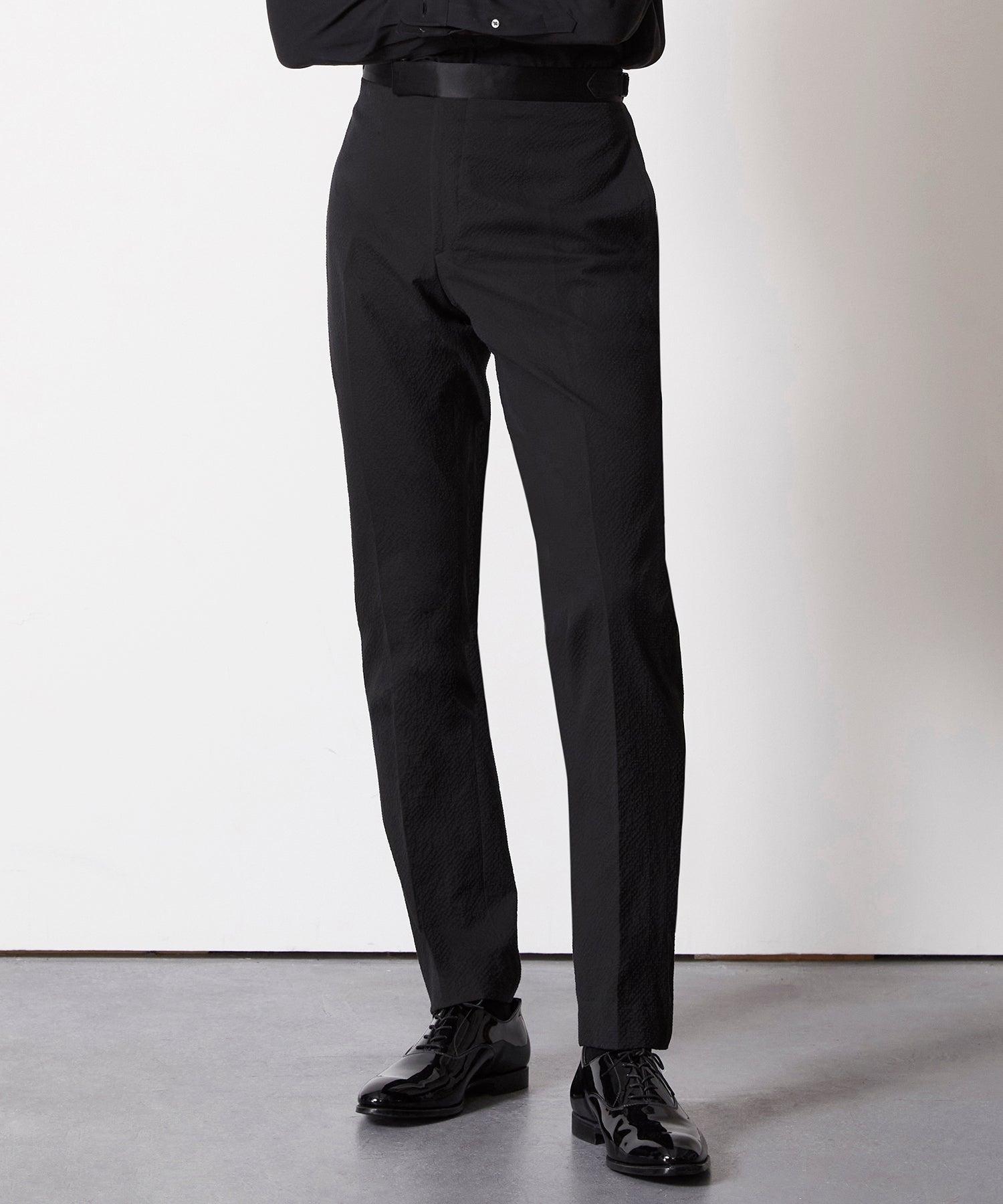 Italian Seersucker Tuxedo Trouser in Black product image