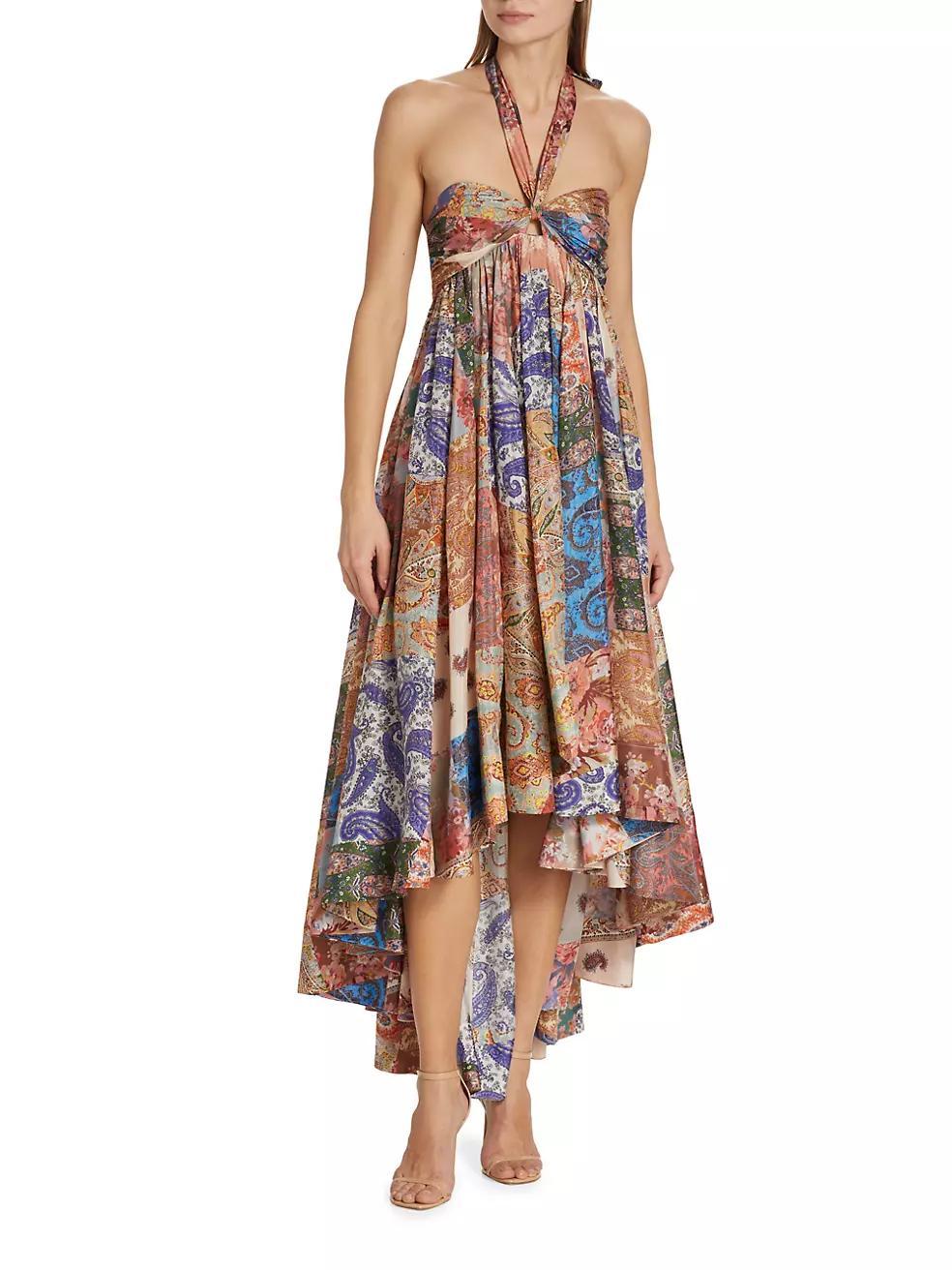 Devi Paisley Silk Halter Maxi Dress Product Image