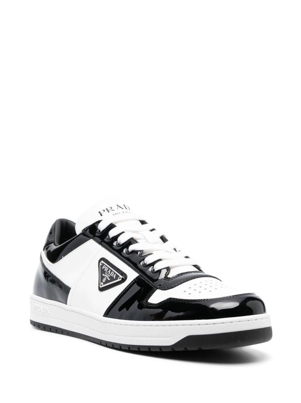 PRADA Downtown Triangle-logo Sneakers In Bianco Nero Product Image