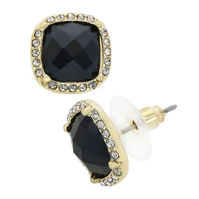 Pannee by Panacea Gold Tone Grey Crystal Stud Earrings, Womens, Black Product Image