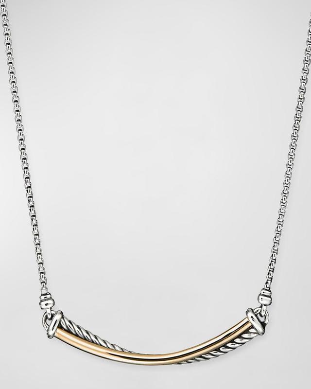 Womens Crossover 18K Yellow Gold & Sterling Silver Bar Necklace Product Image