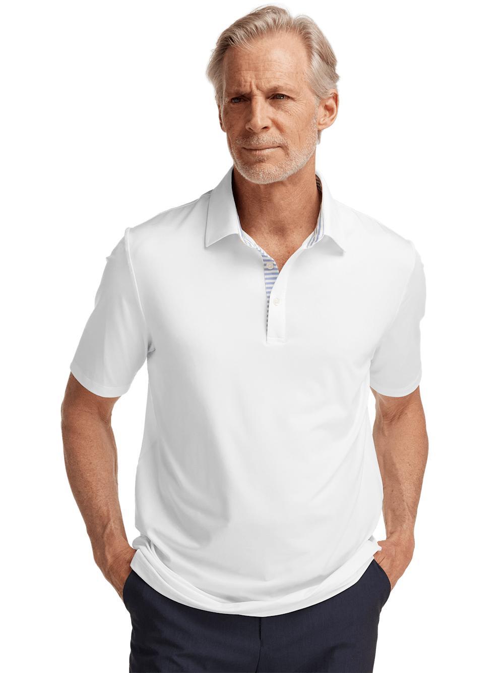 Performance Blend Three Button Polo - White Product Image