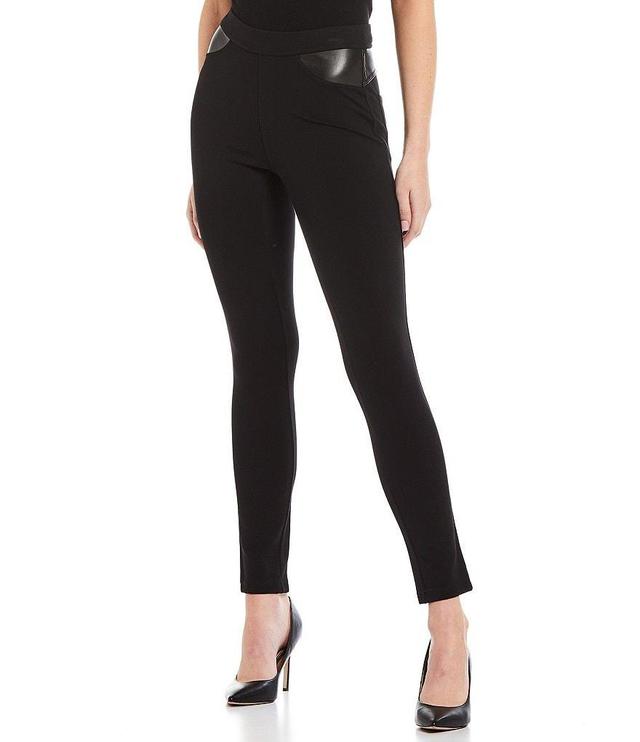 DKNY Vegan Leather Trim Pull-On Leggings -  XL Product Image