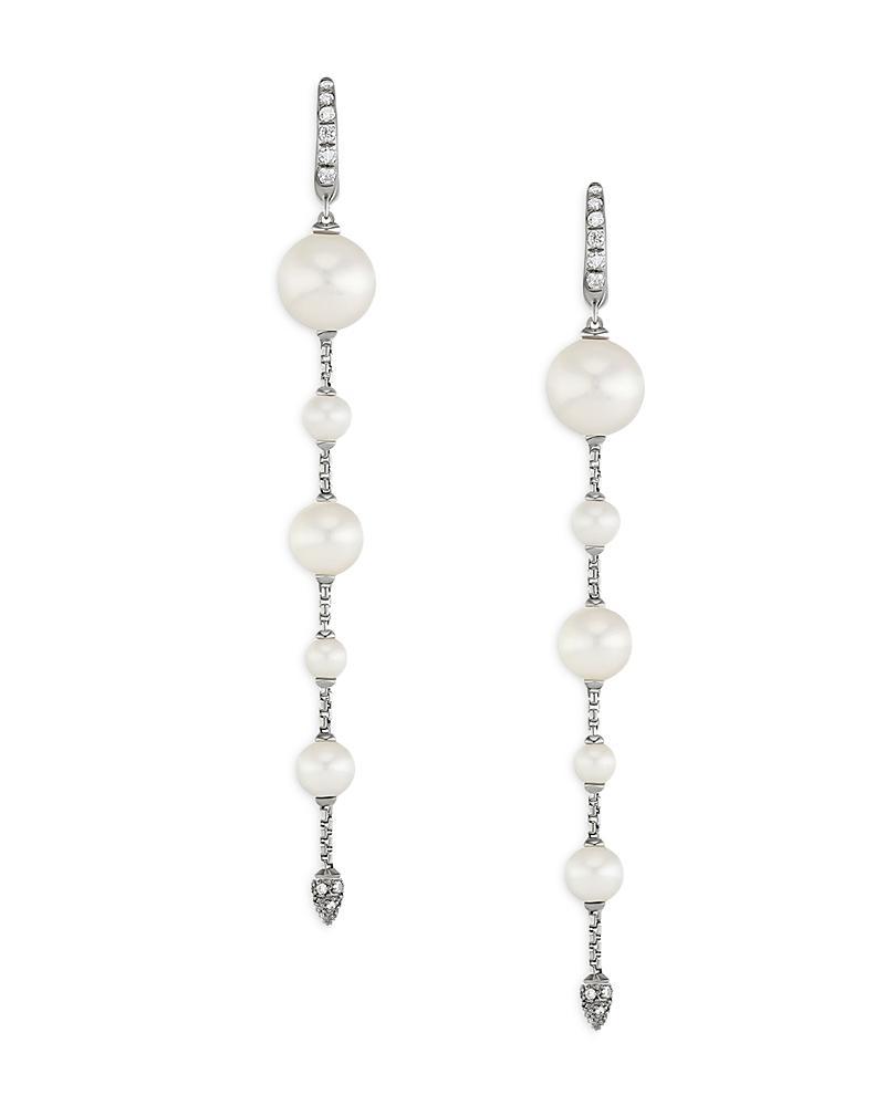 Womens Pearl & Pav Drop Earrings With Diamonds Product Image