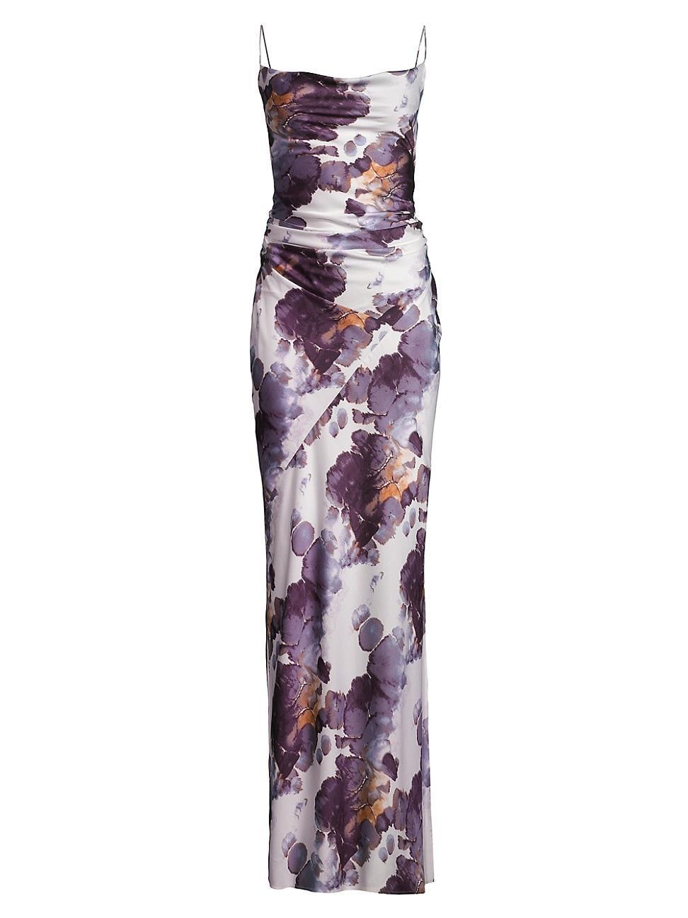 Womens Printed Ruched Side Maxi Dress Product Image