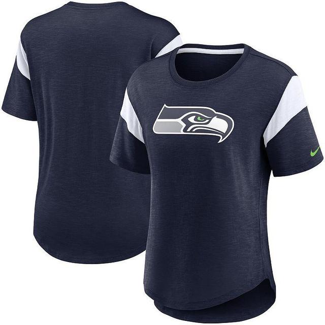 Womens Nike Heathered College Seattle Seahawks Primary Logo Slub Fashion Top Blue Product Image