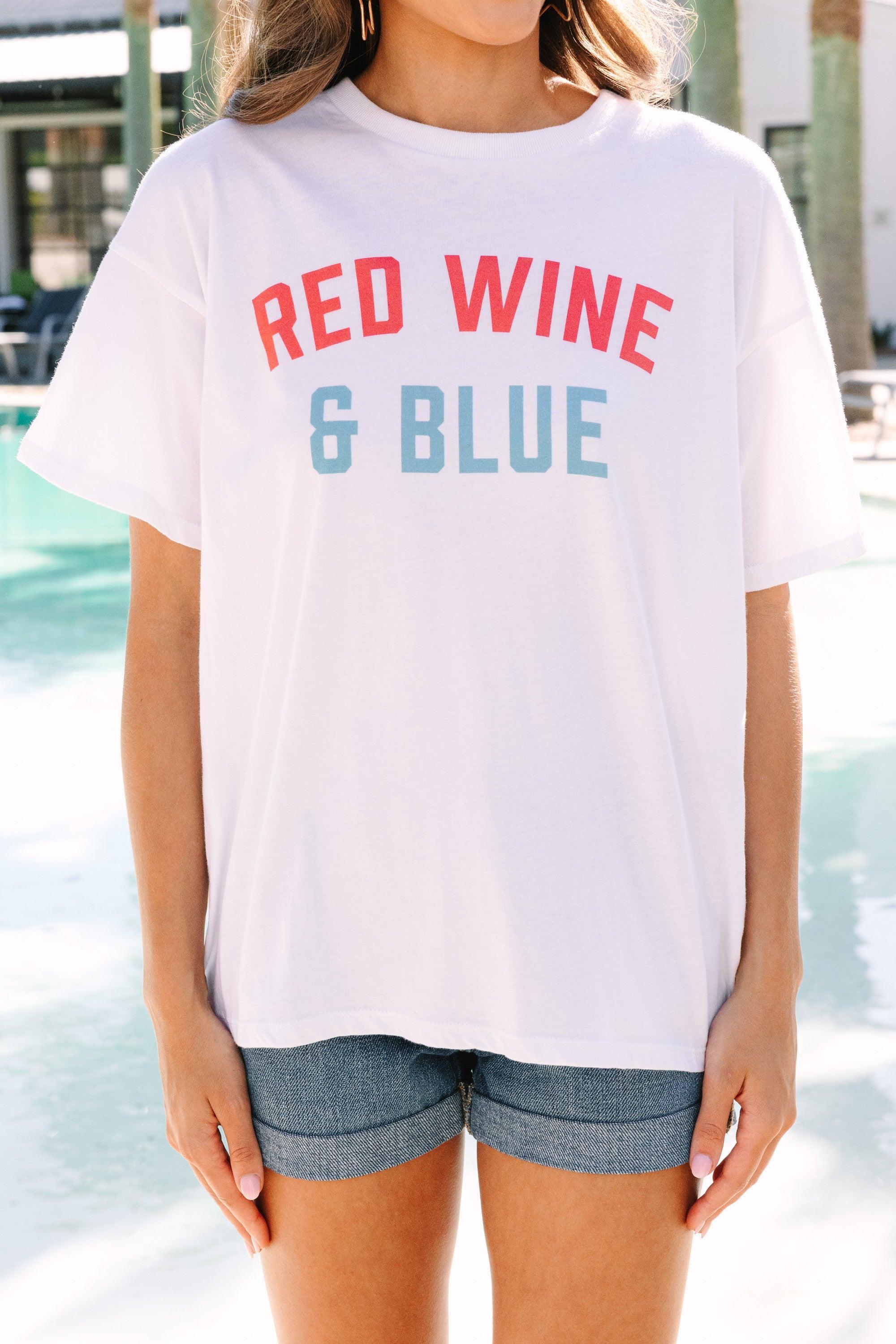 Red Wine And Blue White Graphic Tee Female Product Image