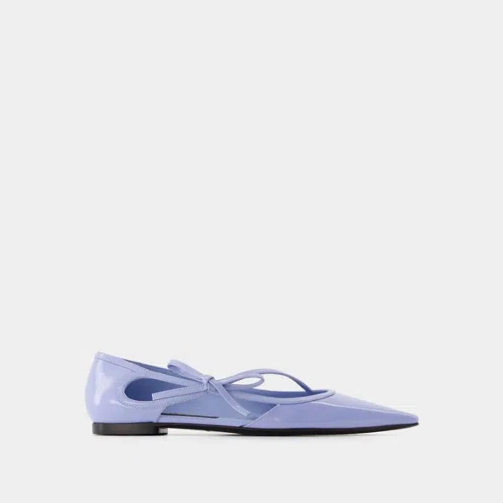 DOLCE & GABBANA Polished Calfskin Ballet Flats In Light Blue Product Image