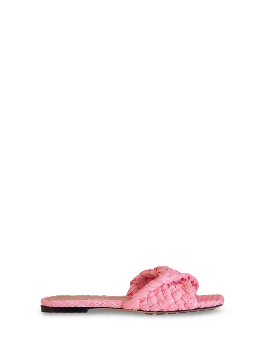 BOTTEGA VENETA Flat Sandals With Woven Raffia Band In Pink product image