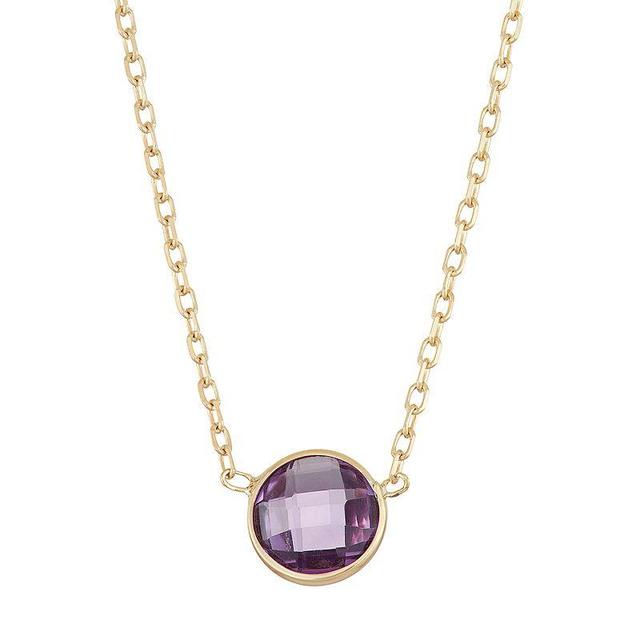 Designs by Gioelli 10k Gold Amethyst Circle Pendant Necklace, Womens Purple Product Image