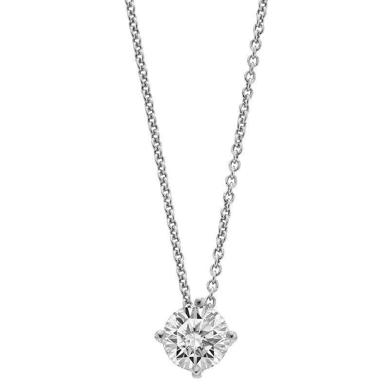 Radiant Fire 14k White Gold Lab-Created Moissanite Solitaire Pendant Necklace, Womens Product Image