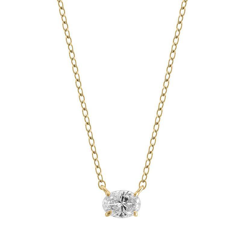 Arctic Clear 14k Gold 1/3 Carat T.W. Oval Cut Lab-Grown Diamond Pendant Necklace, Womens 14k White Gold Product Image