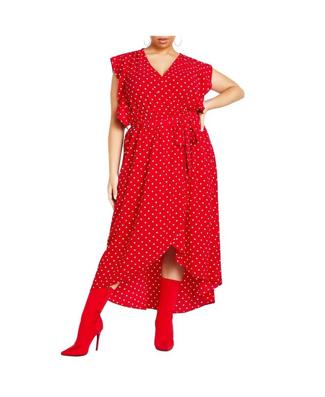 City Chic Fresh Spot High-Low Faux Wrap Dress Product Image