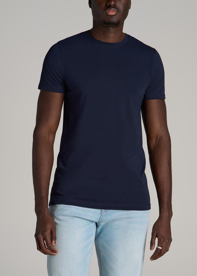 Stretch Cotton MODERN-FIT T-Shirt for Tall Men in True Navy Male Product Image