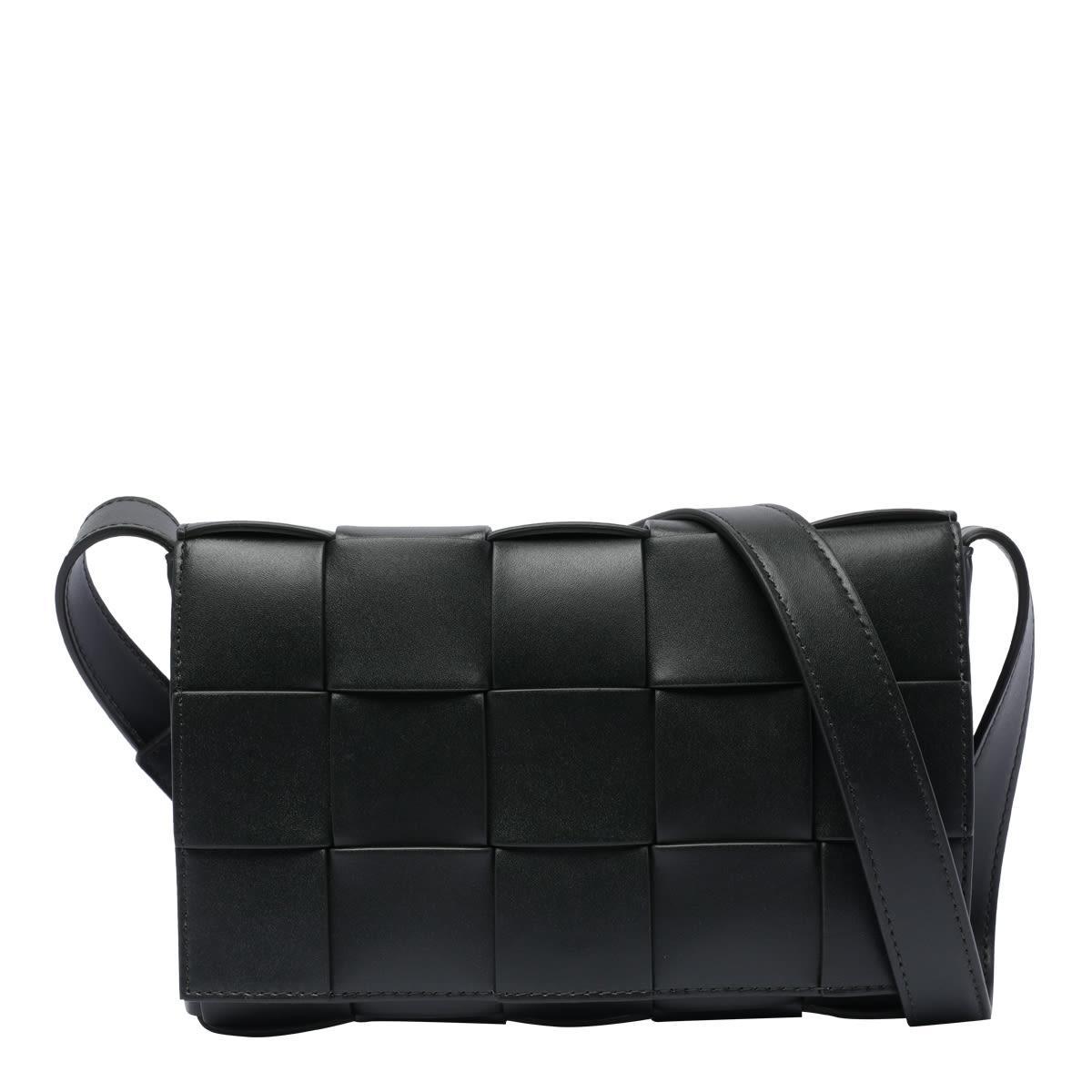 BOTTEGA VENETA Black Small Cassette Bag In Green Product Image