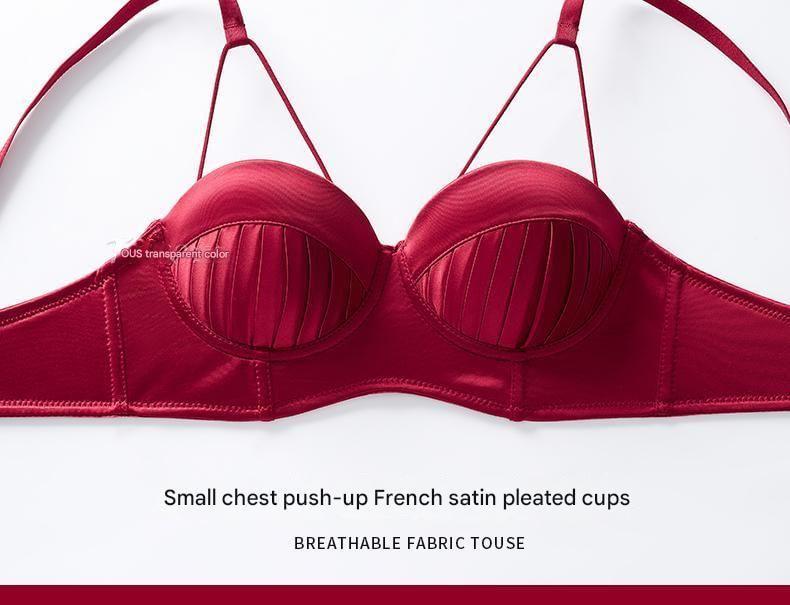 Plain Ruched Satin Bra / Panty / Set Product Image