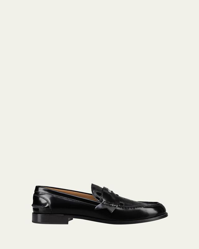 Mens Bicolor Abrasivato Leather Penny Loafers Product Image