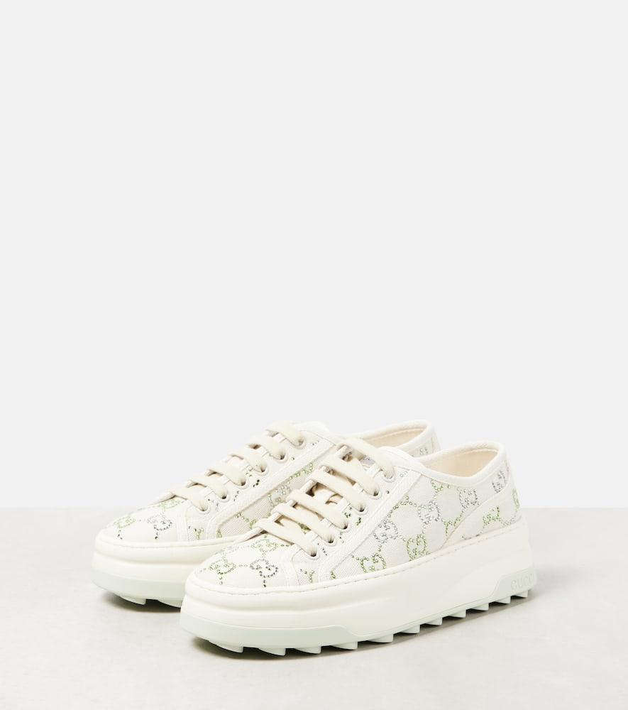 GUCCI Tennis 1977 Gg Crystal Sneakers In White Product Image