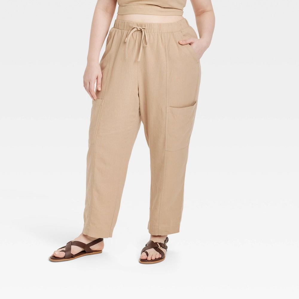 Womens High-Rise Pull-On Tapered Pants - Universal Thread Tan 2X Product Image