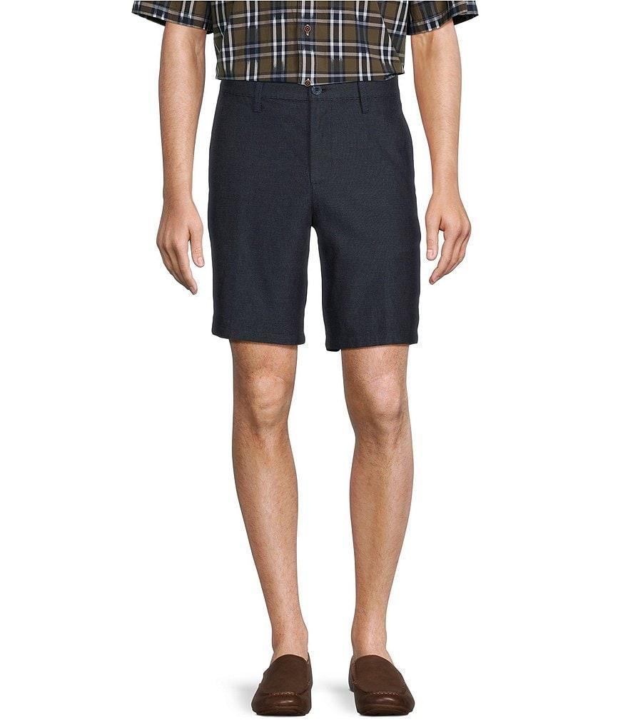 Roundtree & Yorke Casuals Flat Front Straight Fit Dobby Textured 9#double; Inseam Shorts Product Image