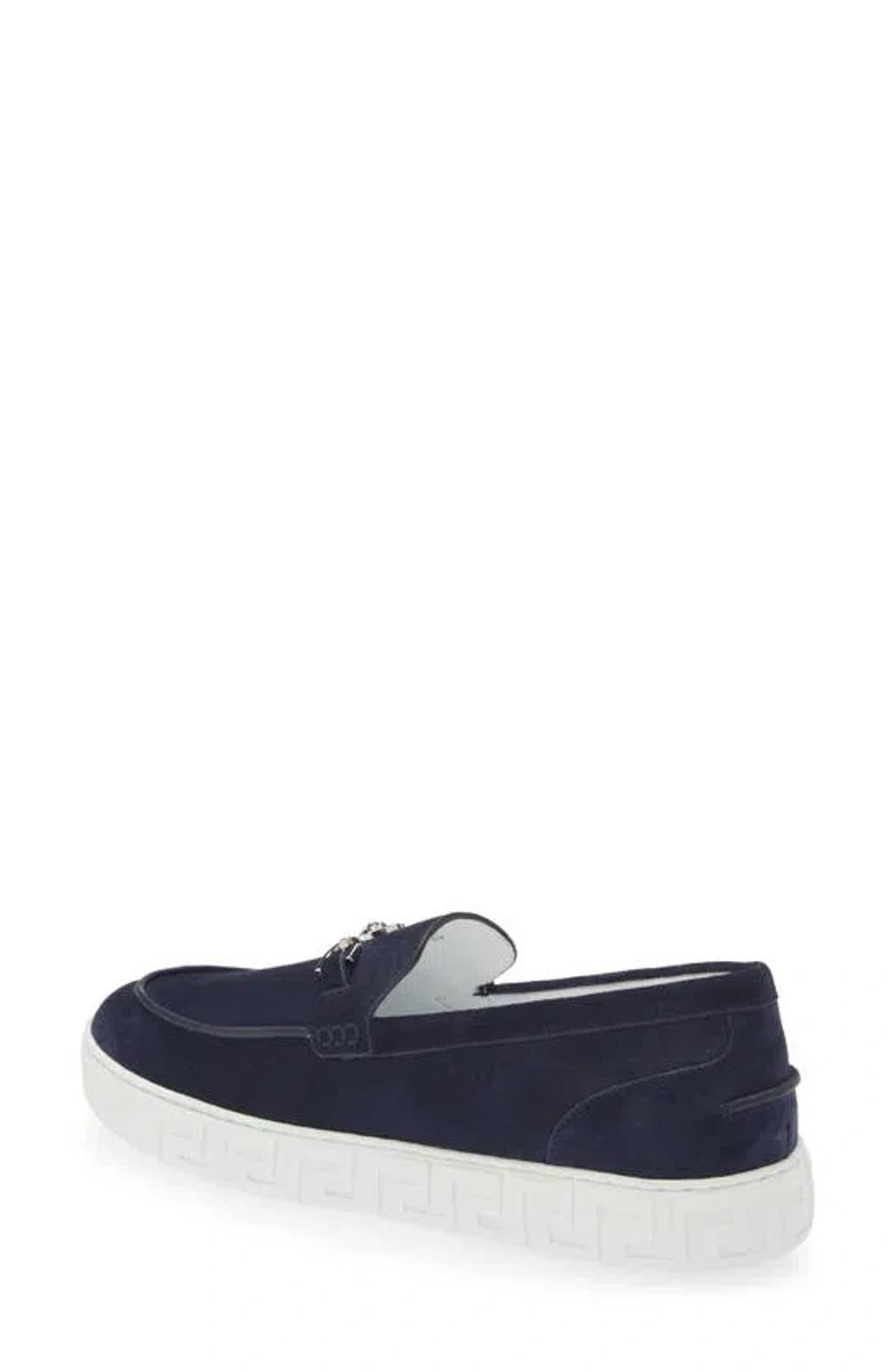 VERSACE Medusa '95 Suede Loafers - Men's - Rubber/calf Leather In Blue Product Image