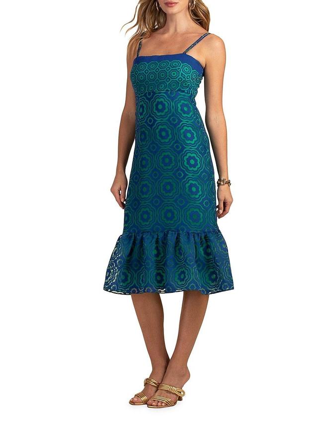 Trina Turk Aziza Dress (Majorelle Blue/Zelliege ) Women's Dress Product Image