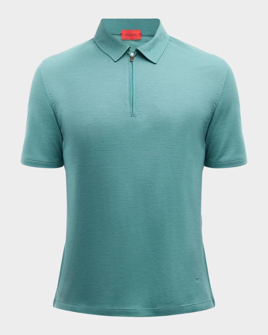 Men's Wool Quarter-Zip Polo Shirt Product Image