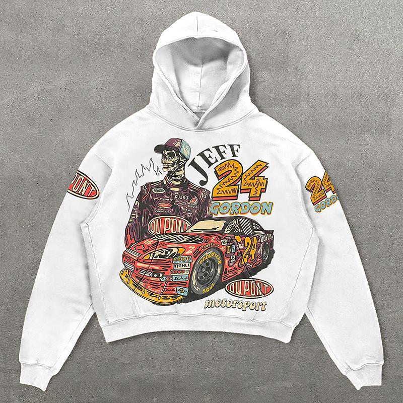 Skull Racer Jeff 24 Gordon Print Graphic Fleece Pullover Hoodie Product Image