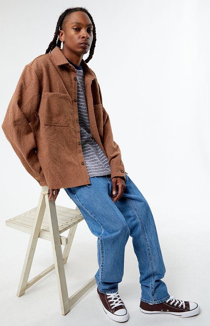 Men's Oversized Wooly Solid Shacket - Product Image