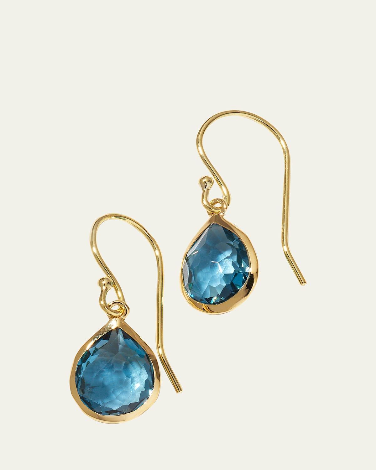 Womens Rock Candy 18K Green Gold & London-Blue-Topaz Teeny Teardrop Earrings Product Image