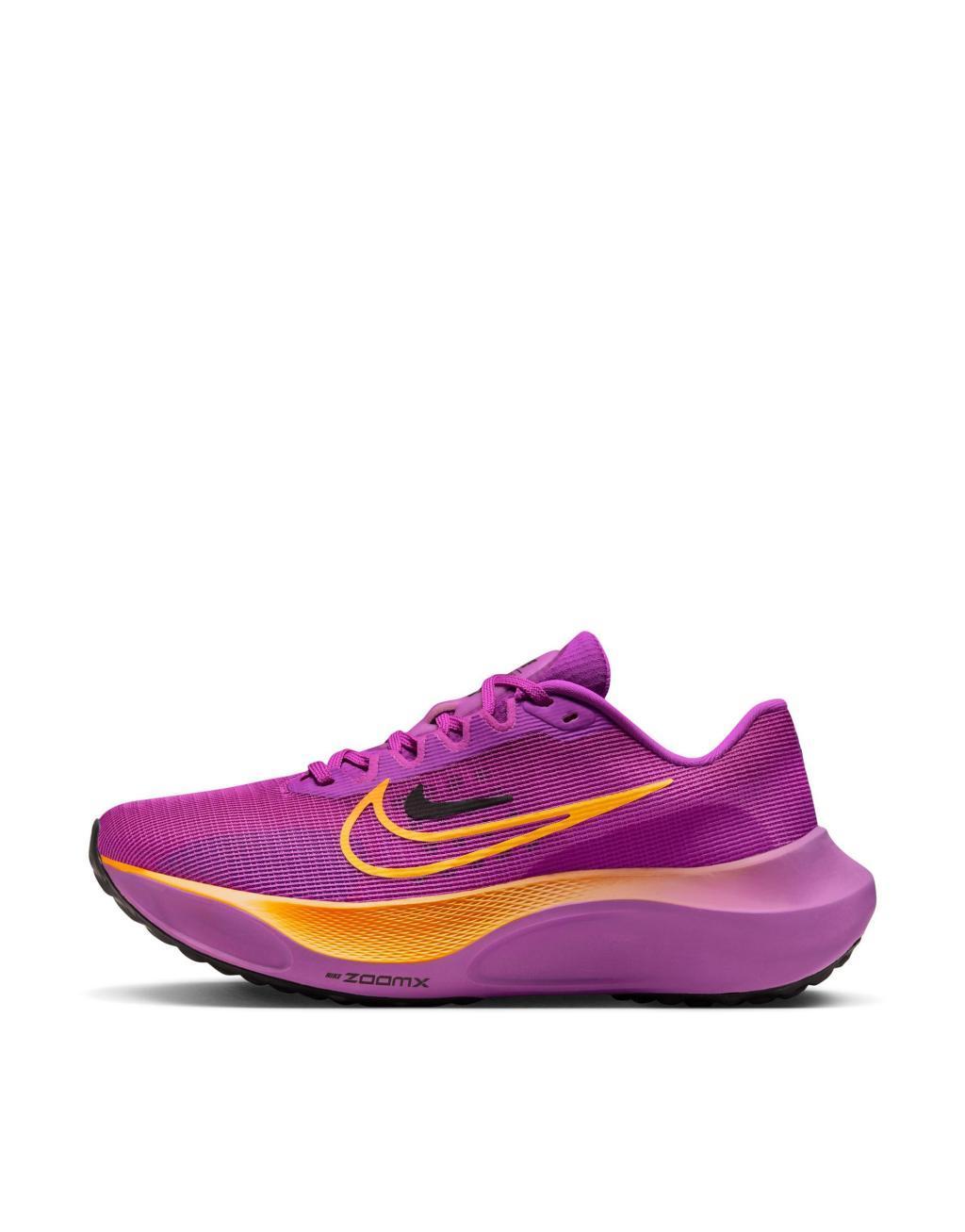 Nike Running Zoom Fly 5 sneakers in purple and orange Product Image