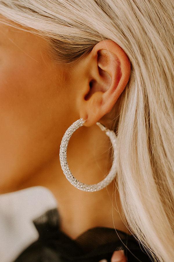 Red Carpet Runway Hoop Earrings In Silver Product Image