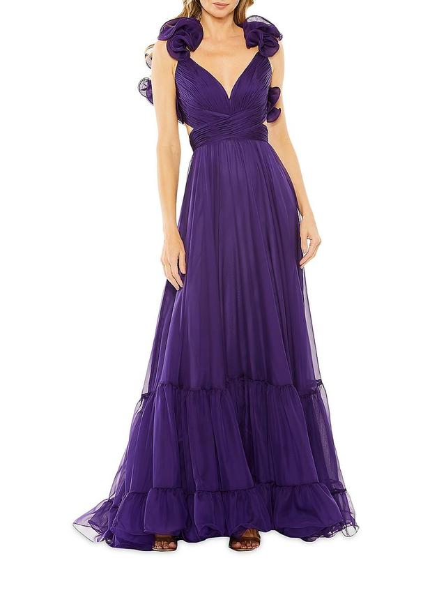 Womens Ieena Ruffle Tiered Cut-Out Chiffon Gown Product Image