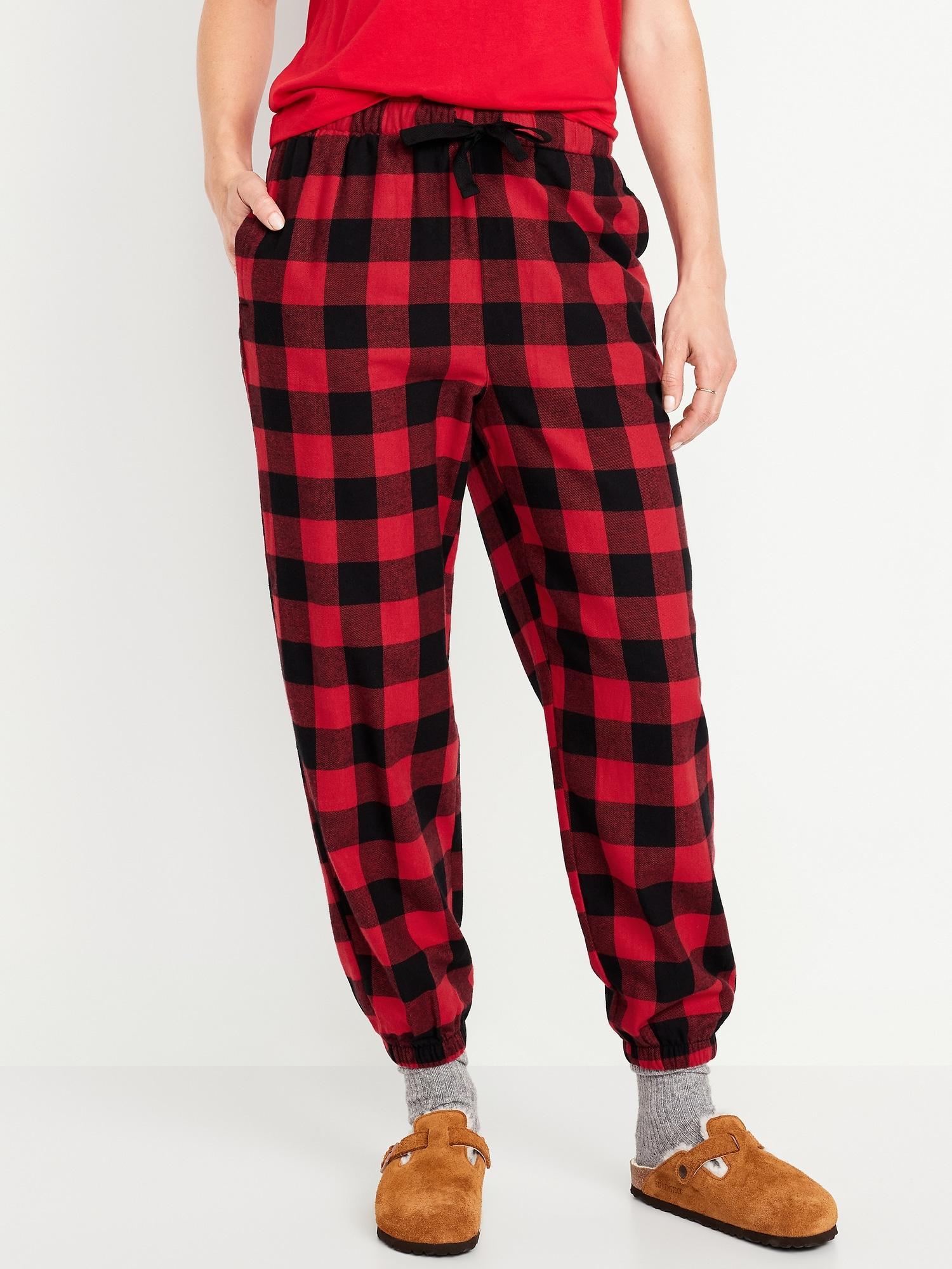 High-Waisted Flannel Pajama Joggers for Women Product Image