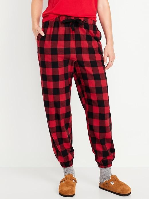 High-Waisted Flannel Pajama Joggers Product Image