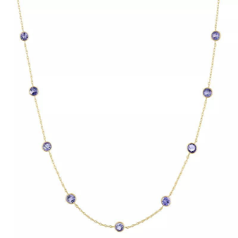 14k Gold Tanzanite Station Necklace, Womens Product Image