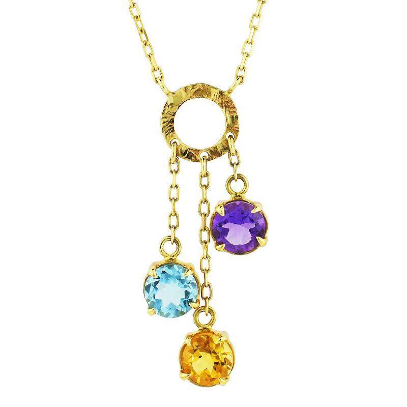 Jewelmak 14k Gold Gemstone Trio Necklace, Womens Product Image