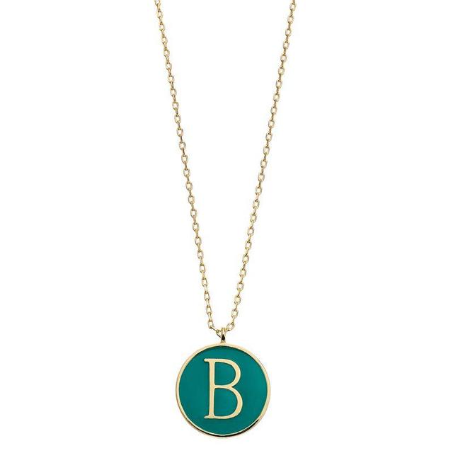 City Luxe Gold Tone Enamel Initial Disc Pendant Necklace, Womens Gold Tone B Product Image