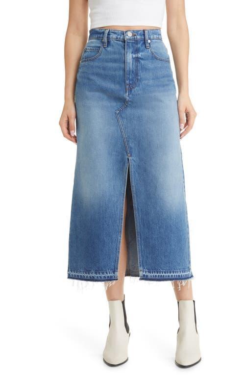 FRAME Raw Hem Denim Midi Skirt Product Image