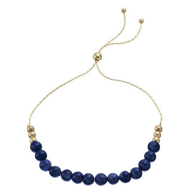 City Luxe Gemstone Bead Bolo Bracelet, Womens, Gold Tone Blue Product Image