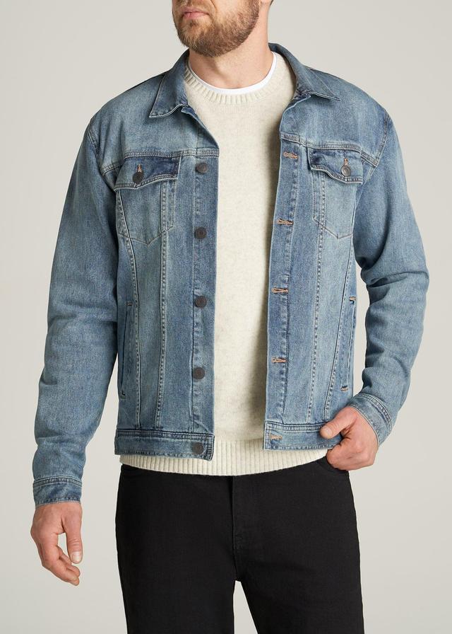 LJ&S Men's Tall Denim Jacket in Medium Blue Male Product Image