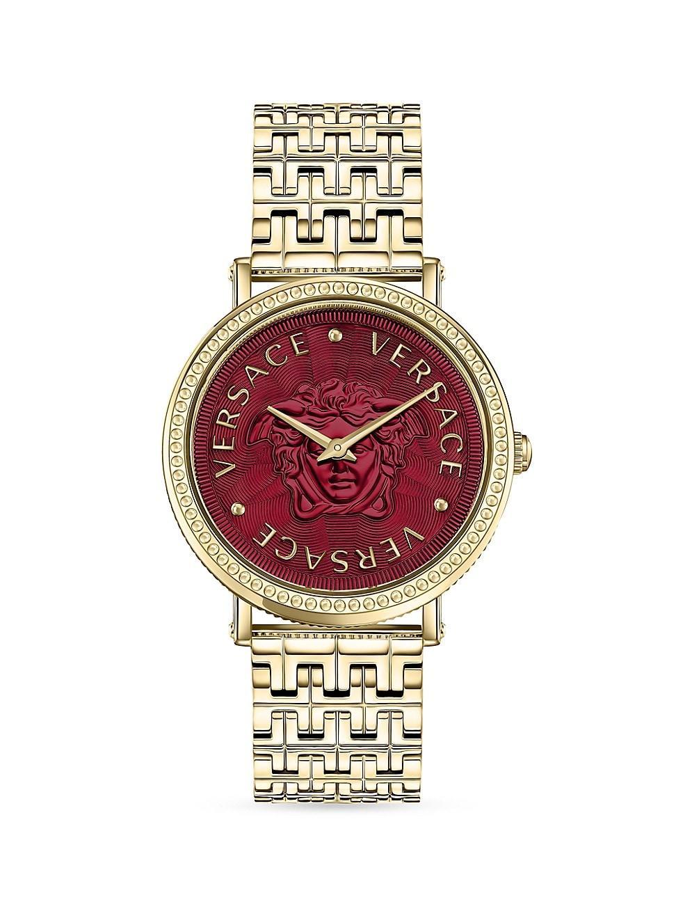 Versace Womens Swiss V-Dollar Two-Tone Bracelet Watch 37mm Product Image