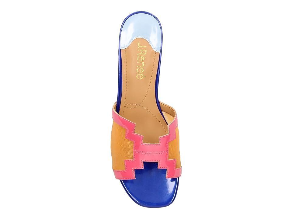 J. Renee Amorra Rainbow Patent Leather Mesh Slide Sandals Product Image