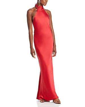 Womens Tatiana High-Neck Satin Gown Product Image